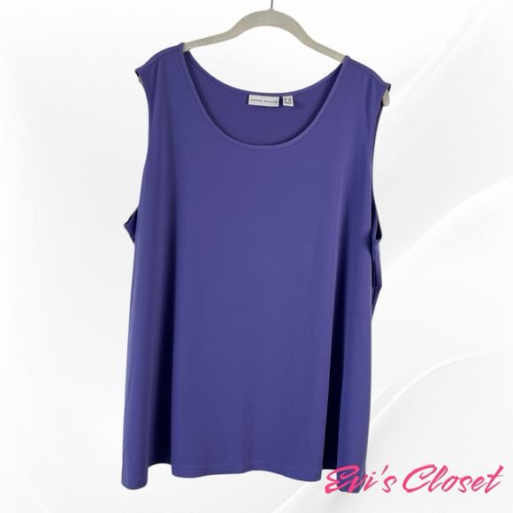 Susan Graver Women’s Plus Liquid Tank Top Tunic Size 2X Dark Purple Sleeveless - Picture 3 of 8